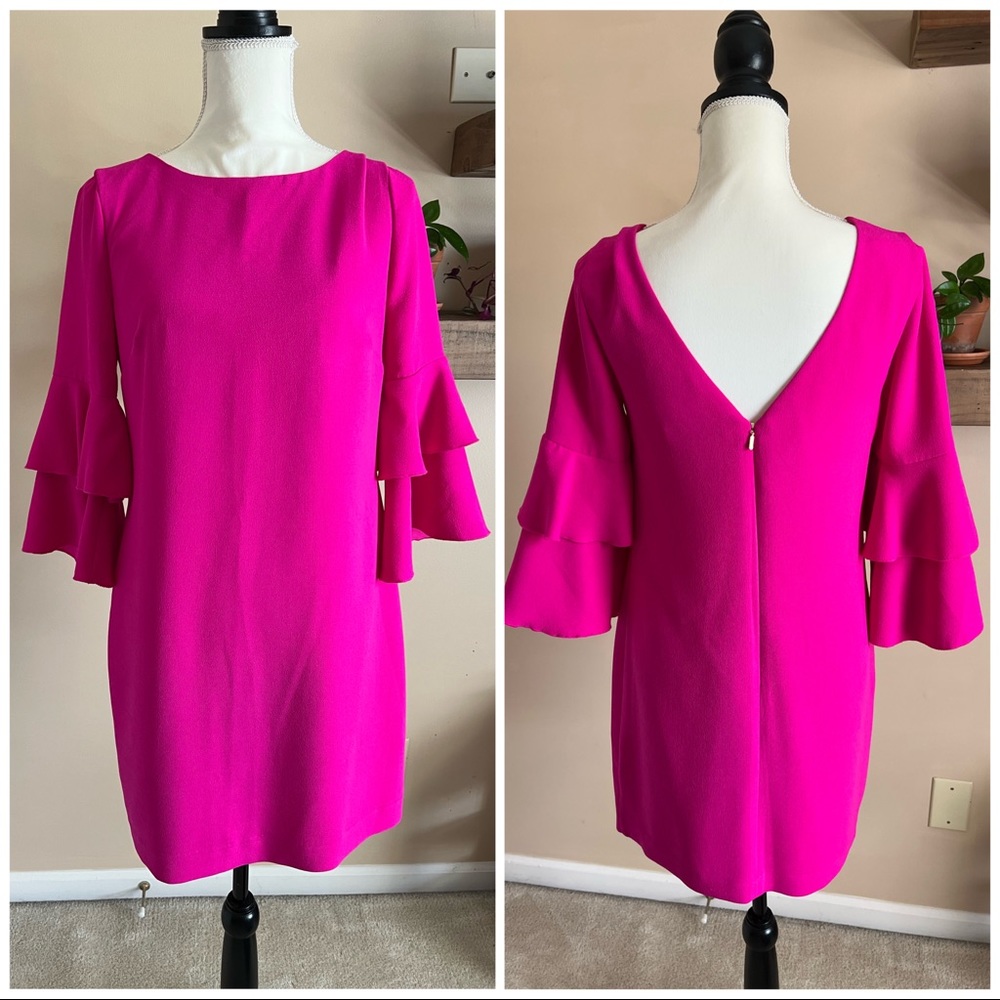 COPY - Trina Turk Dress Hot Pink Bell Sleeves Size Small